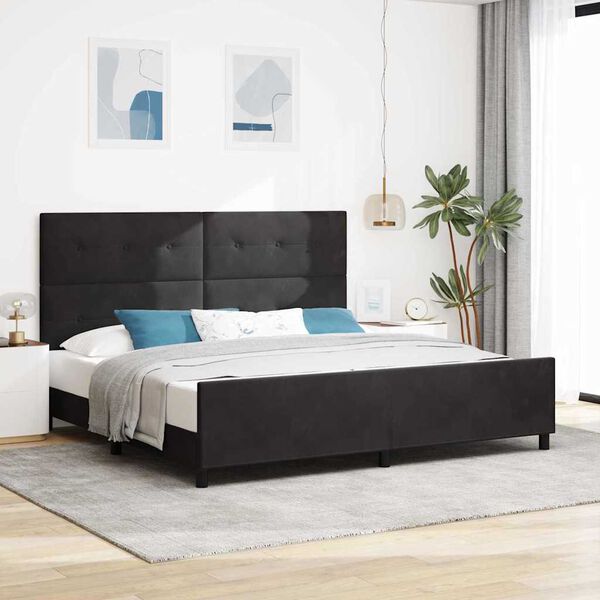 vidaXL Letto a molle con testiera Nero 200 x 200 cm Velluto