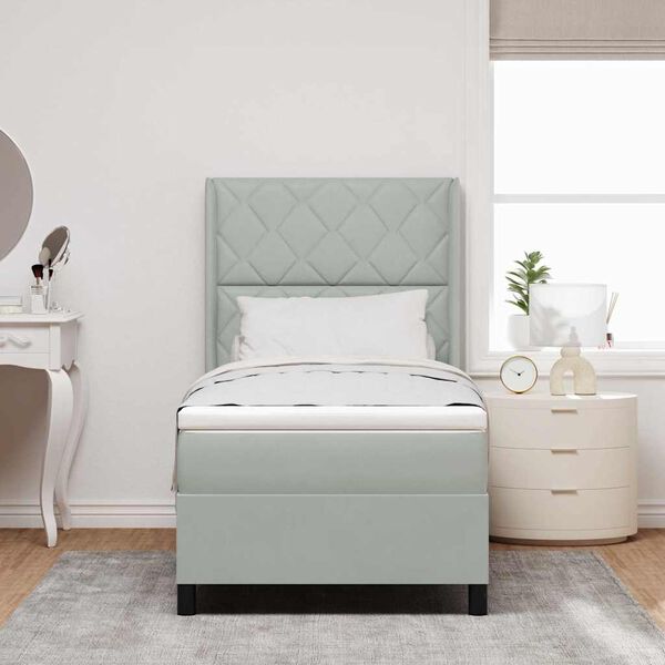 vidaXL Letto a molle con materasso Grigio chiaro 90 x 190 cm Velluto