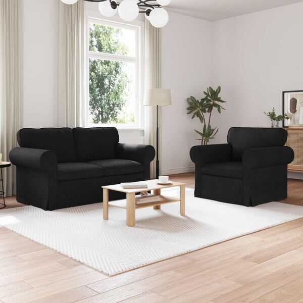 vidaXL Set di divani 2 pcs Nero 155 x 82 x 80 cm Tessuto