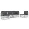 vidaXL Set Salotto da Giardino 5 pz con Cuscini in Acciaio Bianco
