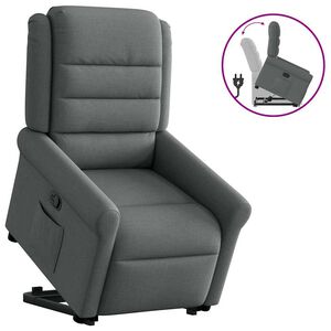 vidaXL Poltrona Alzapersona Reclinabile Grigio Scuro in Tessuto