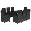 vidaXL Set da Pranzo da Giardino 9 pz con Cuscini Nero in Polyrattan