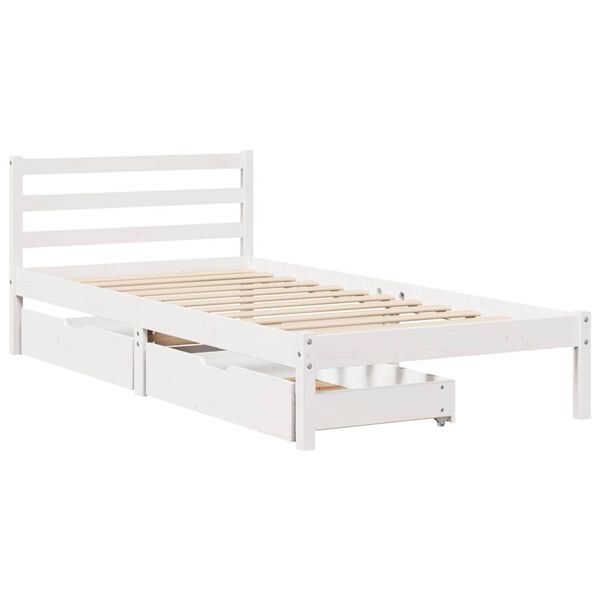 vidaXL Letto senza Materasso Bianco 90x200 cm Legno Massello di Pino