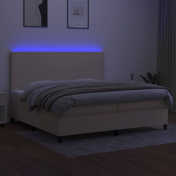 vidaXL Letto a Molle Materasso e LED bianco 200x200cm in Tessuto