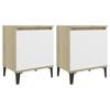 vidaXL Comodini con Gambe in Metallo Rovere Sonoma e Bianco 40x30x50cm