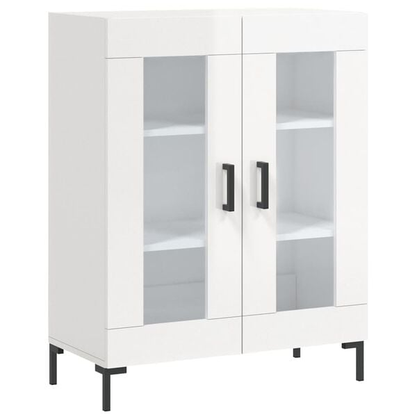 vidaXL Credenza 69,5x34x90 cm in Legno Multistrato Bianco Lucido