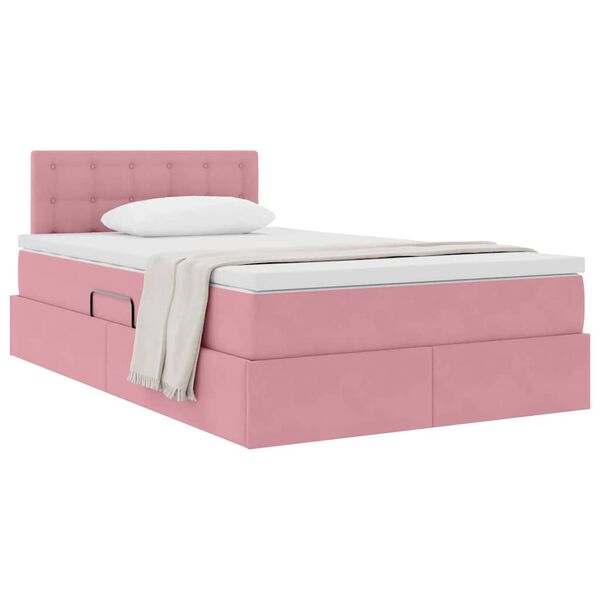 vidaXL Letto con Contenitore con materasso Rosa 120 x 190 cm Velluto