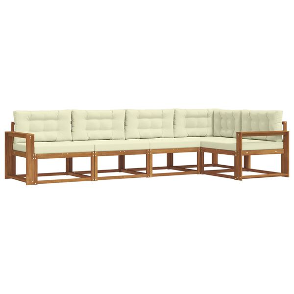 vidaXL Set di divani da esterno con cuscino 5 pcs Naturale e Crema