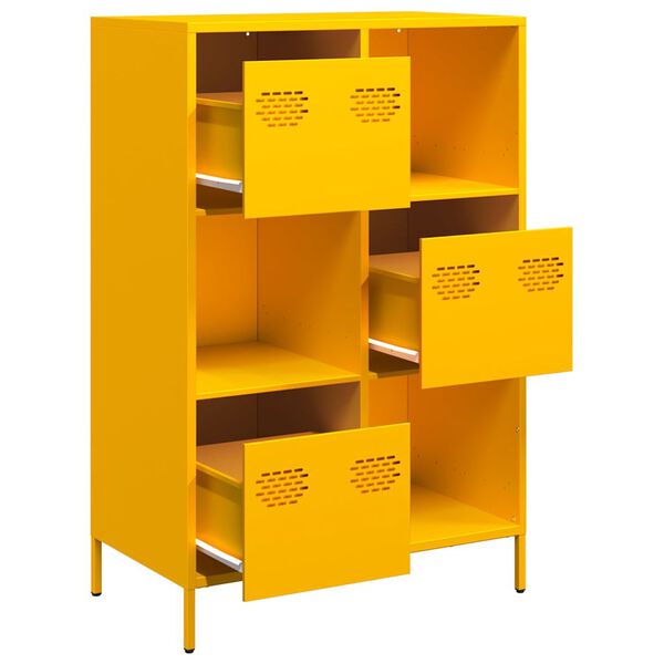 vidaXL Credenza Giallo Senape 68x39x103,5 cm in Acciaio