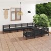 vidaXL Set Salotto da Giardino 10 pz Nero in Legno Massello di Pino