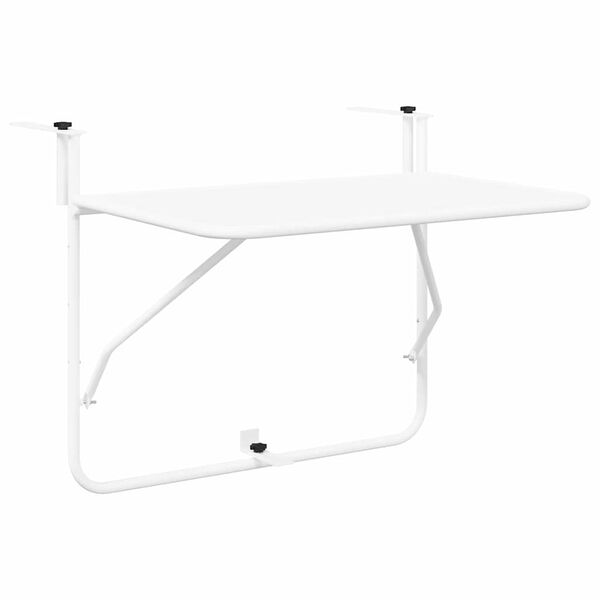 vidaXL Tavolo Appeso da Balcone Bianco 60 x 39 x 65 cm Acciaio