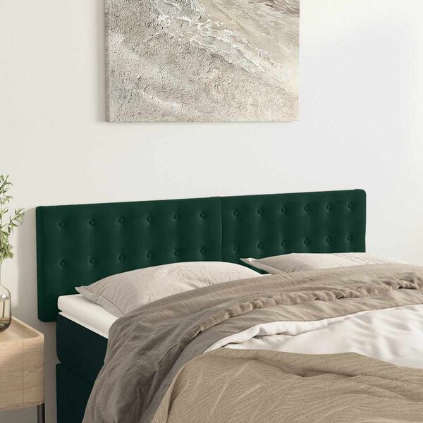 vidaXL Testiere 2 pz Verde Scuro 72x5x78/88 cm in Velluto
