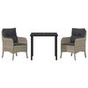 vidaXL Set da Pranzo per Giardino 3 pcs Grigio chiaro polyrattan