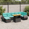 vidaXL Set Divani da Giardino con Cuscini 8 pz Nero Polyrattan Acacia