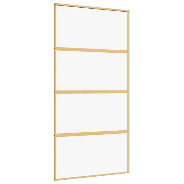 vidaXL Porta Scorrevole Oro 102,5x205 Vetro Trasparente ESG Alluminio