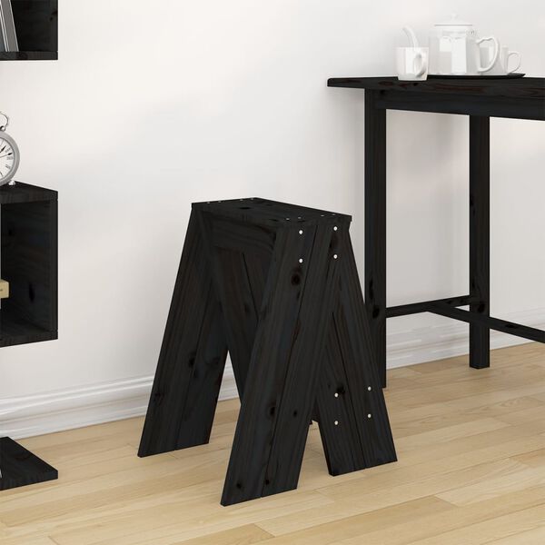 vidaXL Sgabelli 2 pz Nero 40x40x60 cm in Legno Massello di Pino