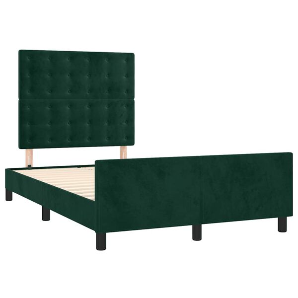 vidaXL Giroletto senza Materasso Verde Scuro 120x200 cm in Velluto