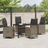 vidaXL Set da Pranzo per Giardino con cuscino 5 pcs Grigio Poly Rattan