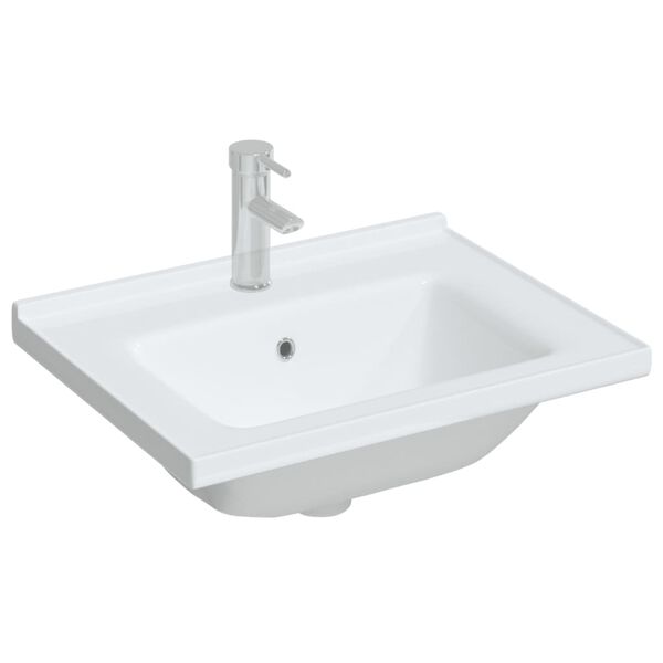 vidaXL Lavandino da Bagno Bianco 61x48x19,5cm Rettangolare in Ceramica
