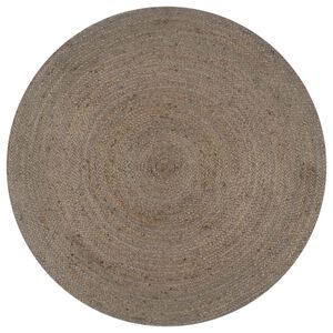 vidaXL Tappeto Lavorato a Mano in Juta Rotondo 90 cm Grigio