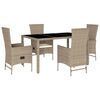 vidaXL Set da Pranzo da Giardino 5 pz con Cuscini Beige in Polyrattan