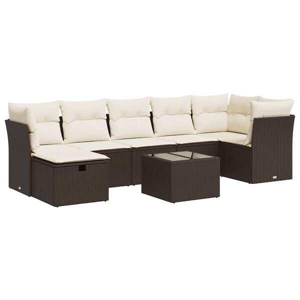 vidaXL Set Divani da Giardino 8 pz con Cuscini Marrone in Polyrattan