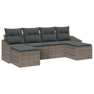 vidaXL Set di divani con cuscino 6 pcs Grigio polyrattan