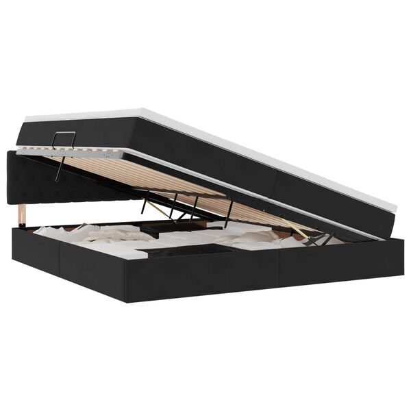 vidaXL Letto con contenitore e LED con led Nero 200 x 200 cm Velluto