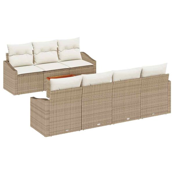 vidaXL Set Divano da Giardino 8 pcs Beige e Crema polyrattan