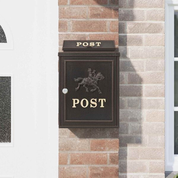 vidaXL Cassetta Postale da Muro con porta Bronzo 29 x 13 x 41 cm