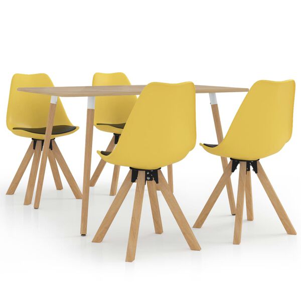 vidaXL Set da Pranzo 5 pz Nero e Giallo