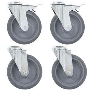vidaXL Ruote Girevoli con Foro per Bulloni 4 pz 125 mm
