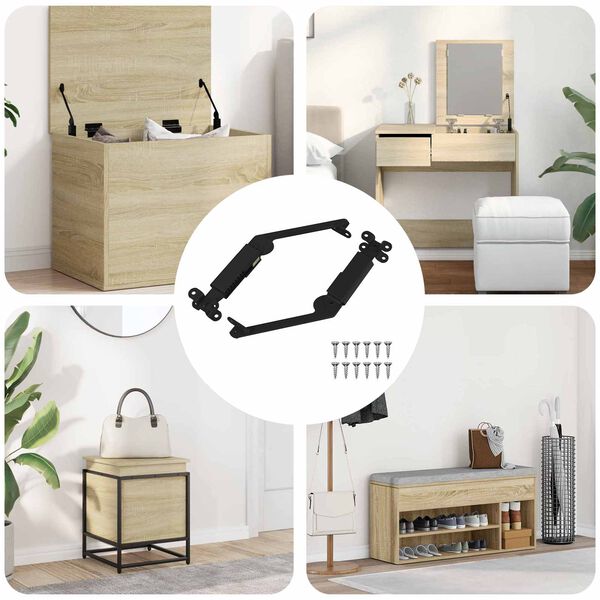 vidaXL Cerniera a supporto per coperchio 2 pcs Nero 192 x 32 x 50 mm