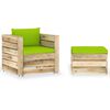 vidaXL Set Divani da Giardino con Cuscini 2 pz Legno Impregnato Verde