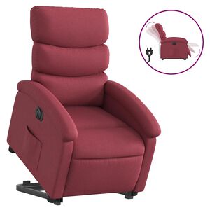 vidaXL Poltrona Alzapersona Reclinabile Elettrica Rosso Vino Tessuto
