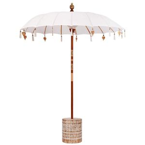 vidaXL Ombrello balinese con base Crema e Bianco 190 x 190 x 250 cm