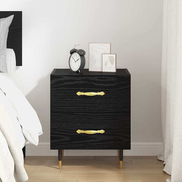 vidaXL Armadio da Notte con cassetto Rovere Nero 40 x 35 x 47,5 cm