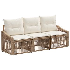 vidaXL Set Divano da Giardino 3 pz Beige polyrattan