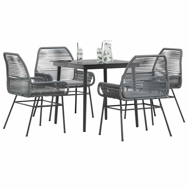 vidaXL Set da Pranzo da Giardino 5 pz con Cuscini Polyrattan Vetro