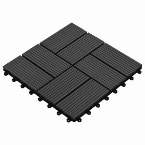 vidaXL Piastrella per Decking 11 pcs Nero 30 x 30 cm WPC