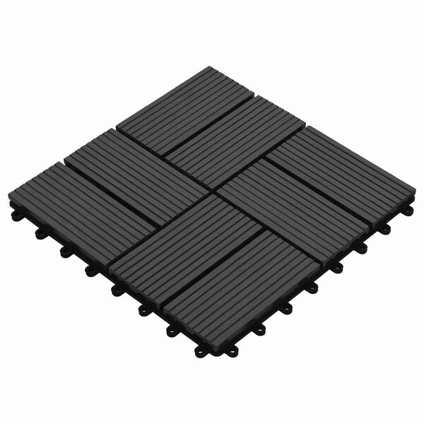 vidaXL Piastrella per Decking 11 pcs Nero 30 x 30 cm WPC