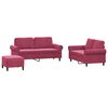 vidaXL Set di Divani 3 pz con Cuscini Rosso Vino in Velluto