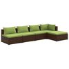 vidaXL Set Divani da Giardino 5 pz con Cuscini in Polyrattan Marrone