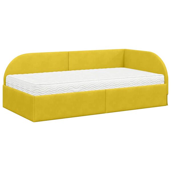vidaXL Struttura Letto Angolare con Materasso 2 pcs Giallo Velluto