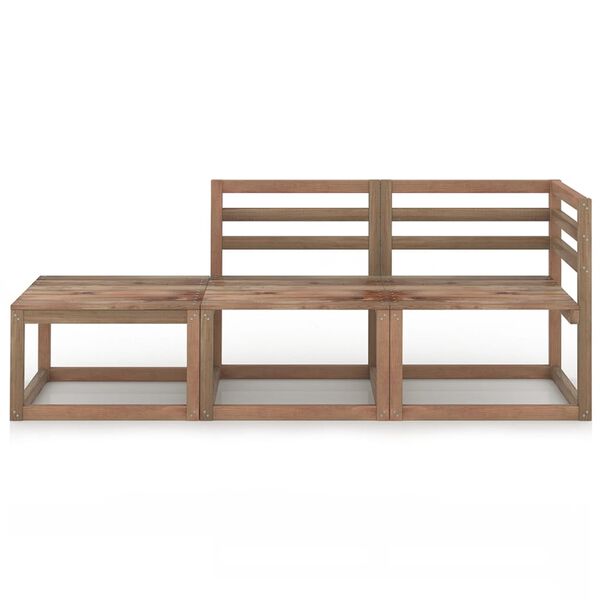 vidaXL Set Salotto Giardino 3 pz in Legno di Pino Impregnato Marrone