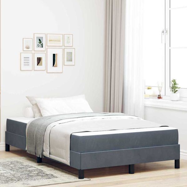 vidaXL Letto a molle con materasso Grigio scuro 120 x 220 cm Tessuto