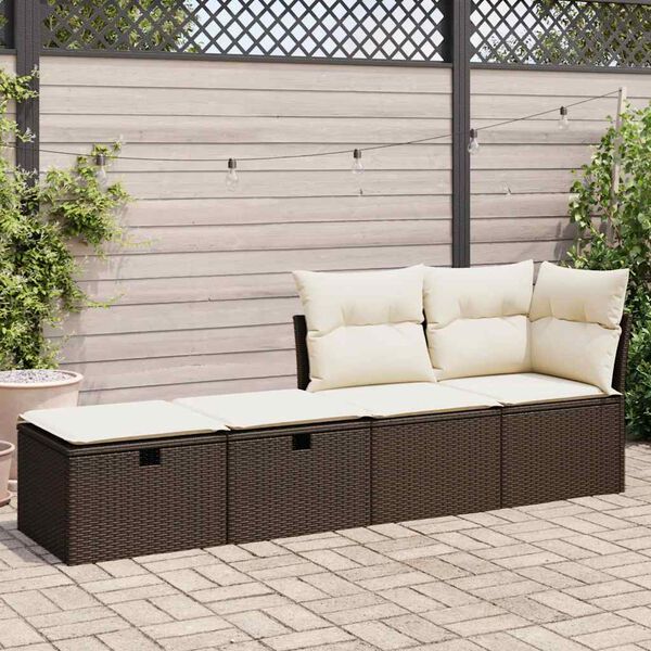 vidaXL Set Divano Giardino 4 pz con Cuscini Marrone Polyrattan Acacia