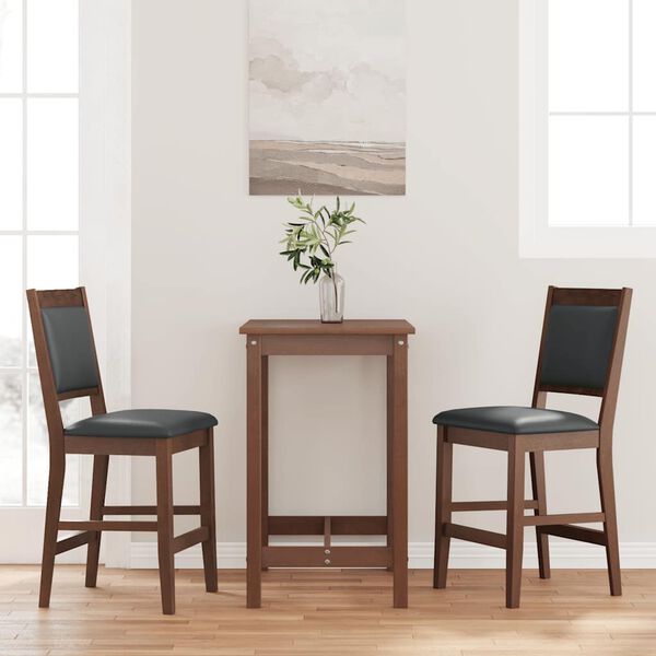 vidaXL Sgabelli da Bar con Cuscini 2pz Marrone Legno Massello di Hevea