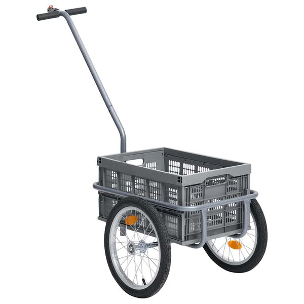 vidaXL Rimorchio da Bici con Trasportino Pieghevole 50 L Grigio 150 kg