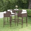 vidaXL Set da Bar da Giardino 5 pz con Cuscini in Polyrattan Marrone